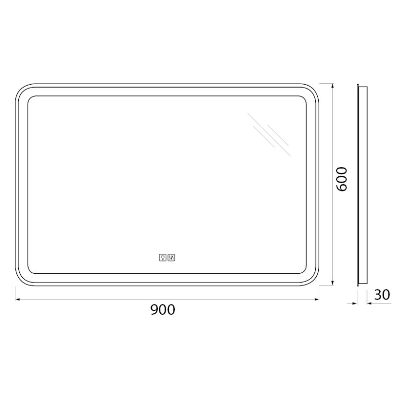 Зеркало BelBagno SPC-MAR-900-600-LED-TCH-WARM
