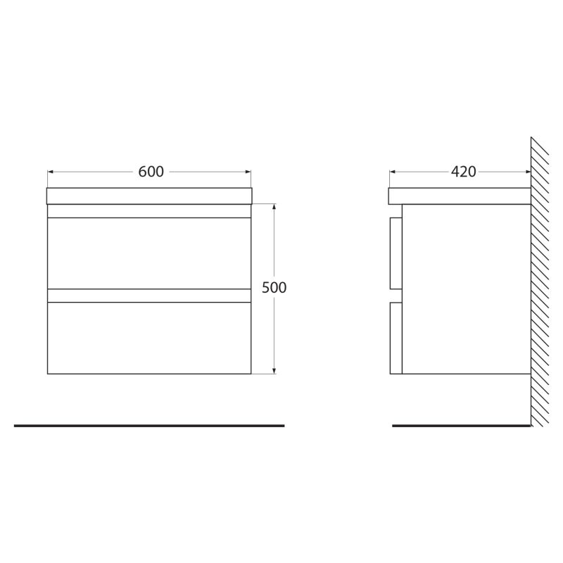 База под раковину подвесная BelBagno ENERGIA-N-600-2C-SO-BL Bianco Lucido