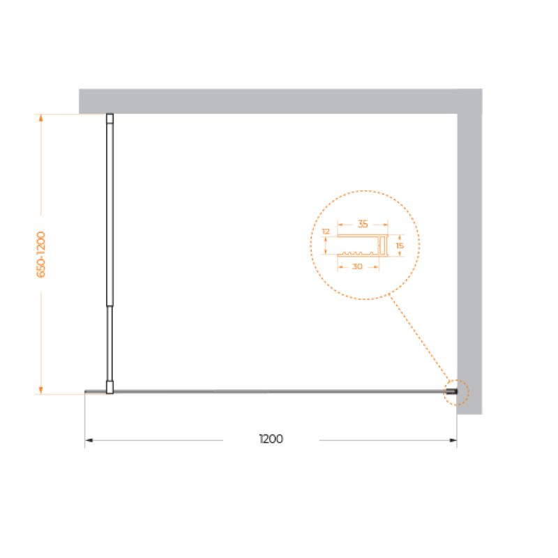 Душевая перегородка BelBagno KRAFT-L-1-120-C-NERO