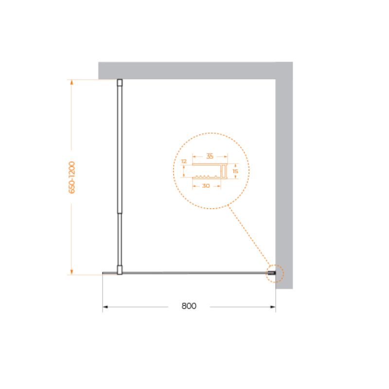 Душевая перегородка BelBagno KRAFT-L-1-80-C-Cr
