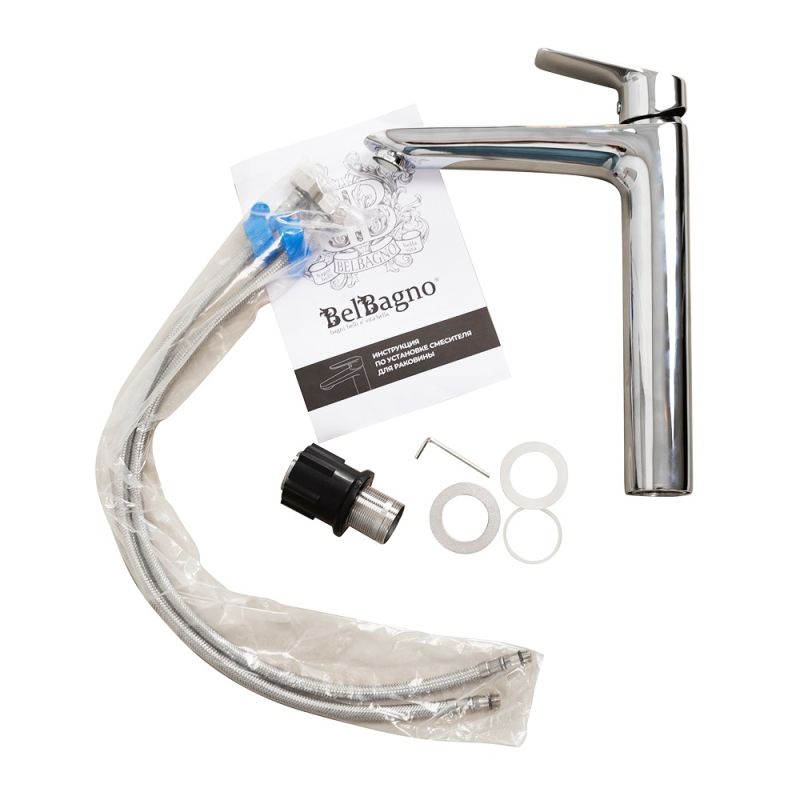 Смеситель для накладной раковины без донного клапана BelBagno DUE-LMC-CRM-W0