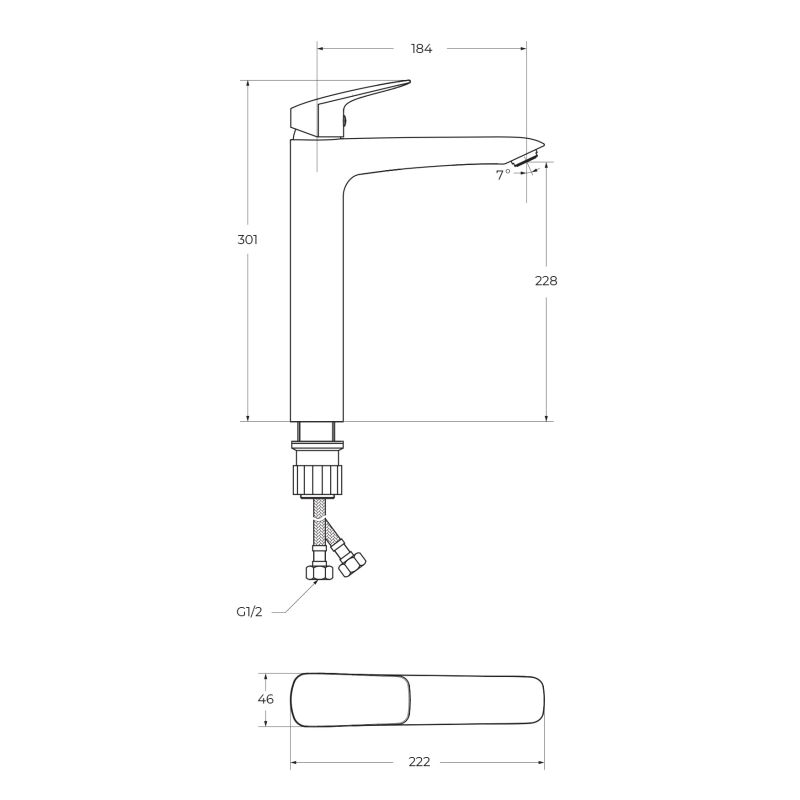 Смеситель для накладной раковины без донного клапана BelBagno DUE-LMC-CRM-W0