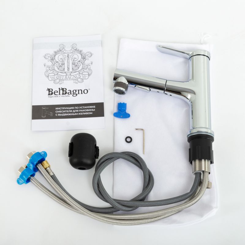 Смеситель для раковины с выдвижным изливом BelBagno BB-LVMD-CRM-W0