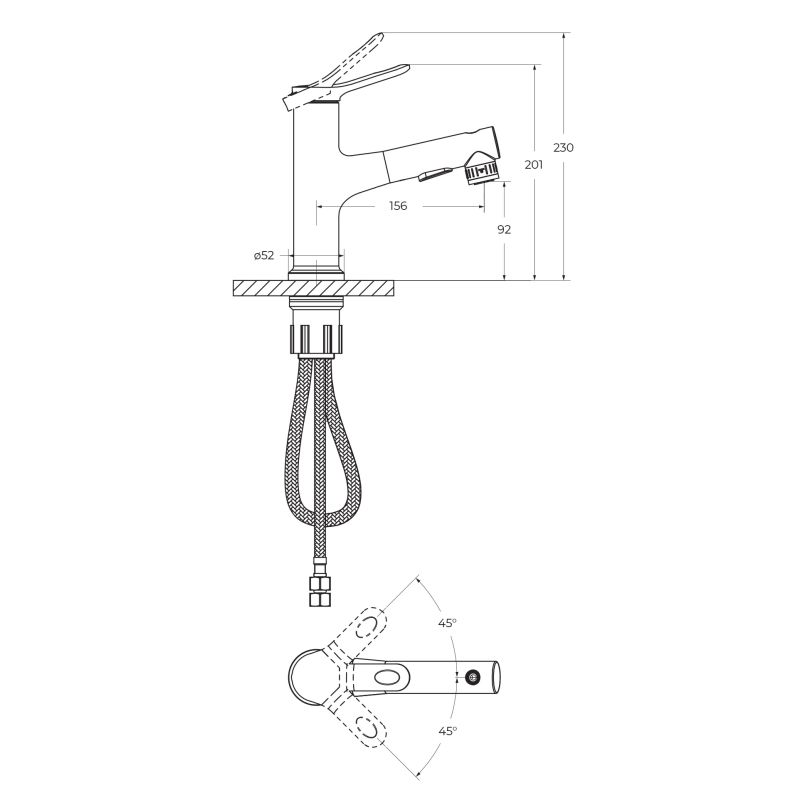 Смеситель для раковины с выдвижным изливом BelBagno BB-LVMD-CRM-W0