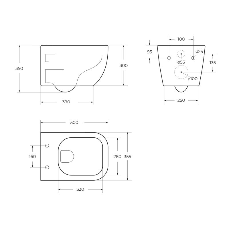 Чаша подвесного унитаза BelBagno ALPINA BB10100CHR