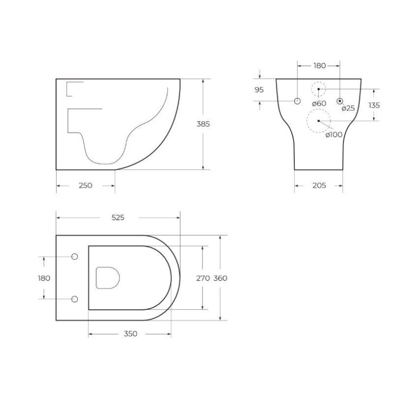 Чаша подвесного унитаза BelBagno ONDA BB066CHR