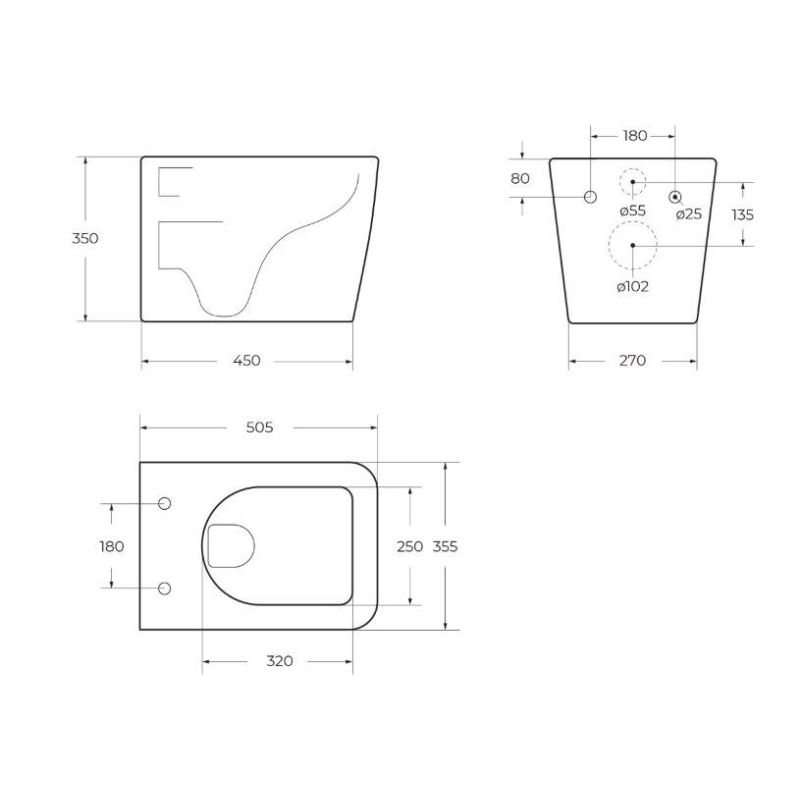Чаша подвесного унитаза BelBagno VENETO BB132CHR