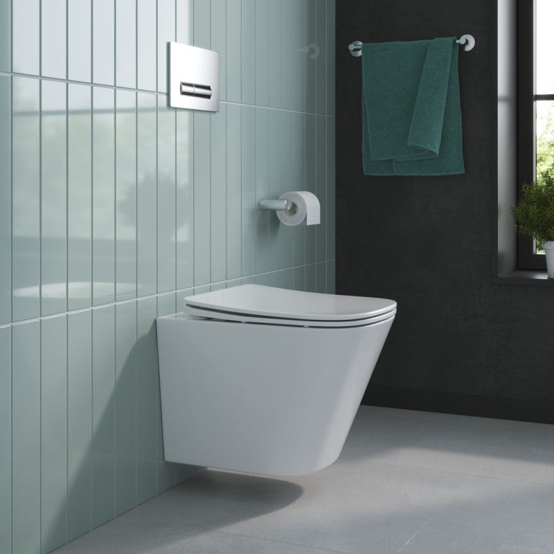 Унитаз подвесной безободковый с сиденьем BelBagno DUE BB3103CHR/SC