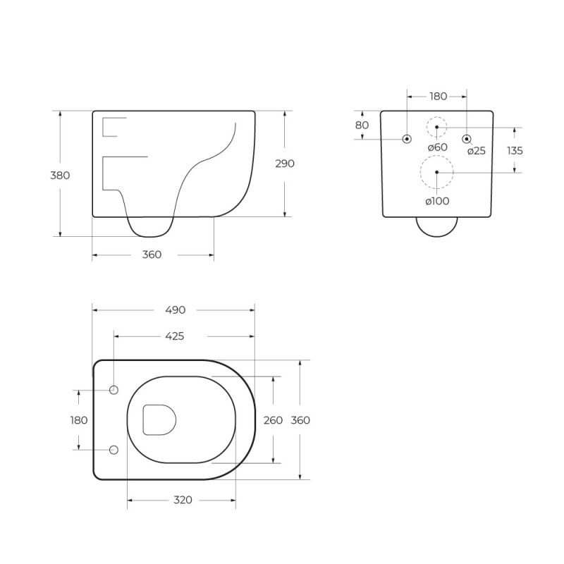 Чаша подвесного безободкового унитаза Belbagno со смывом TORNADO BelBagno SOFT-TOR BB084CH-TOR