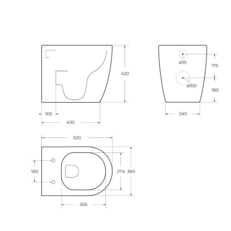 Чаша приставного унитаза BelBagno MARINO BB105CBR