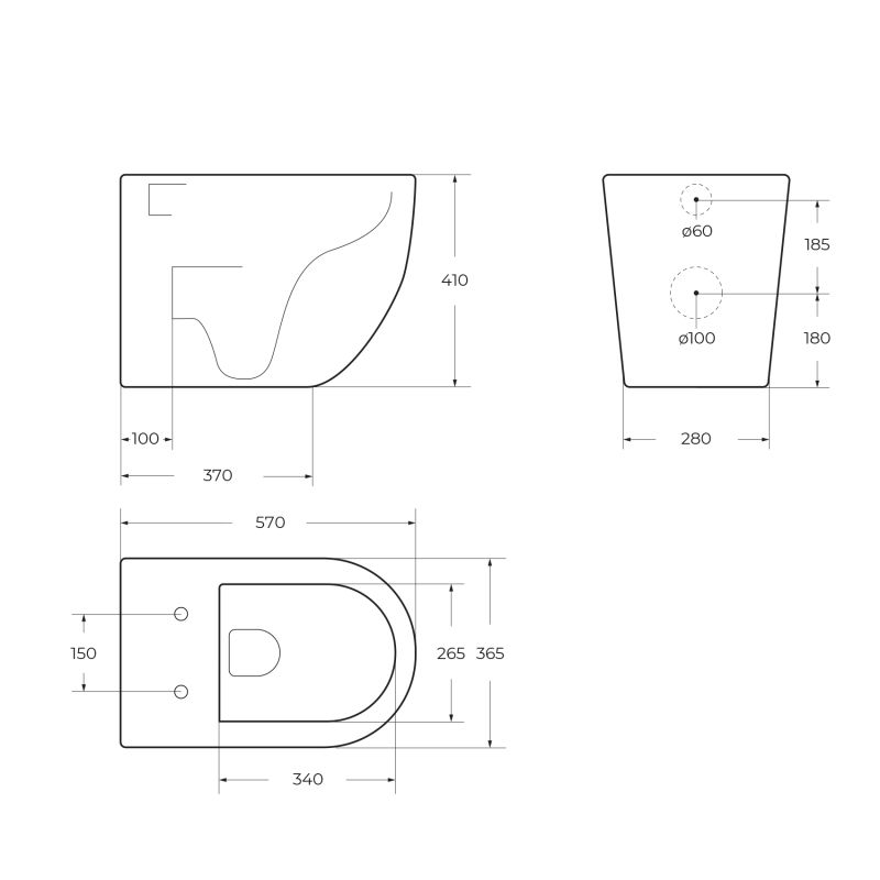 Чаша приставного унитаза BelBagno SFERA-R BB2141CBR