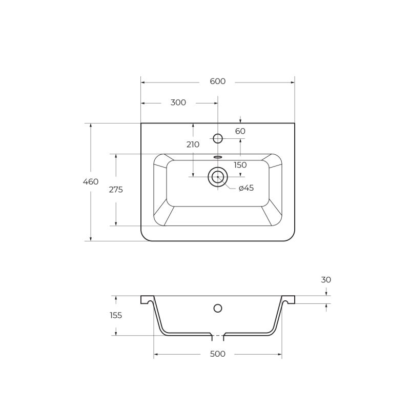 Керамическая раковина BelBagno URBAN 12060-KL