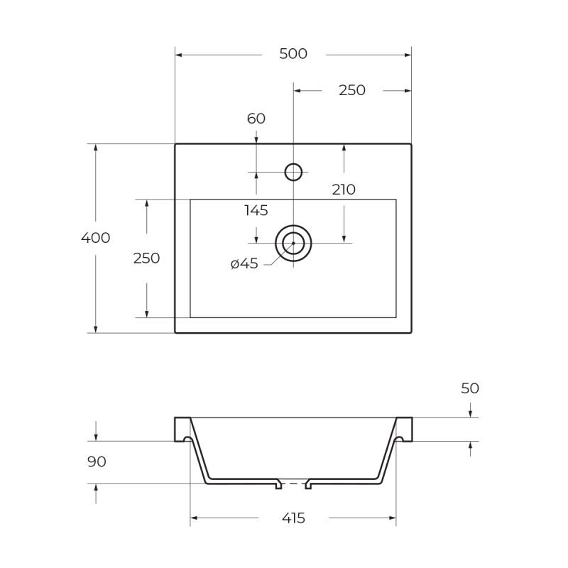 Раковина из искусственного мрамора BelBagno ANCONA-N ENERGIA-N EA-1000-LVB