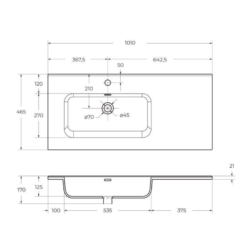 Керамическая раковина, чаша слева BelBagno BB1200ETL-L