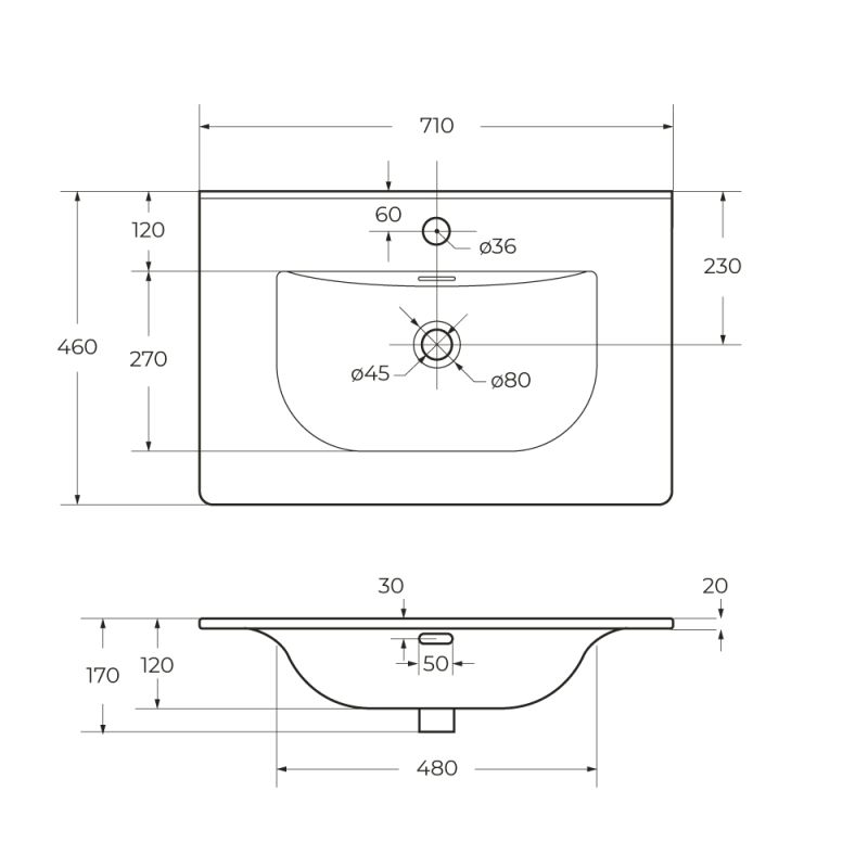 Керамическая раковина BelBagno BB-8099-80