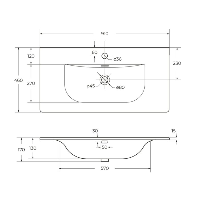 Керамическая раковина с двумя чашами BelBagno BB-8099-120-2