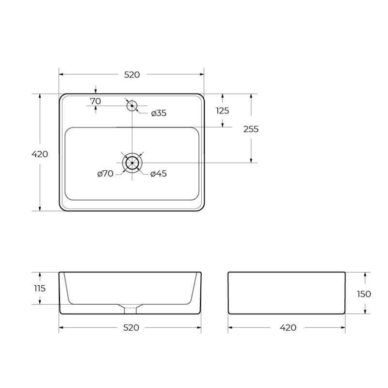 Накладная раковина BelBagno BB1435-NERO