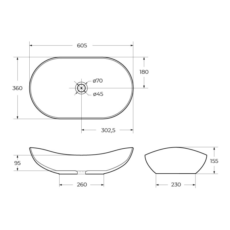 Накладная раковина BelBagno BB1404-H316