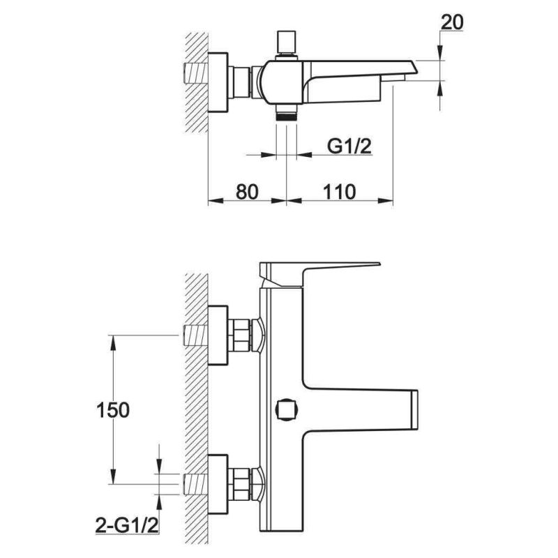Смеситель для ванны и душа BelBagno ARLIE ARL-VASM-CRM