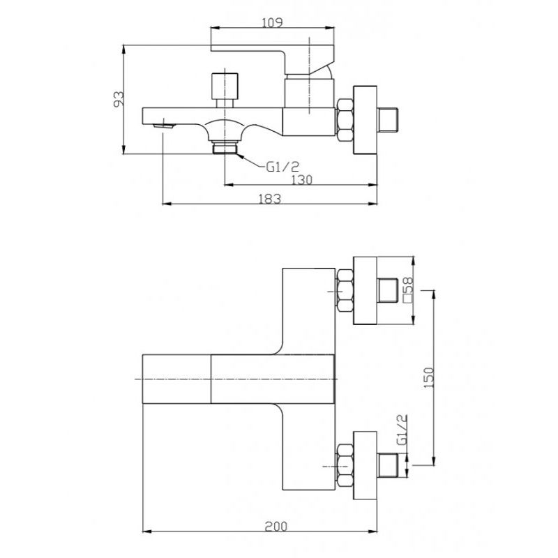 Смеситель для ванны и душа BelBagno ROMANO ROM-VAS-CRM