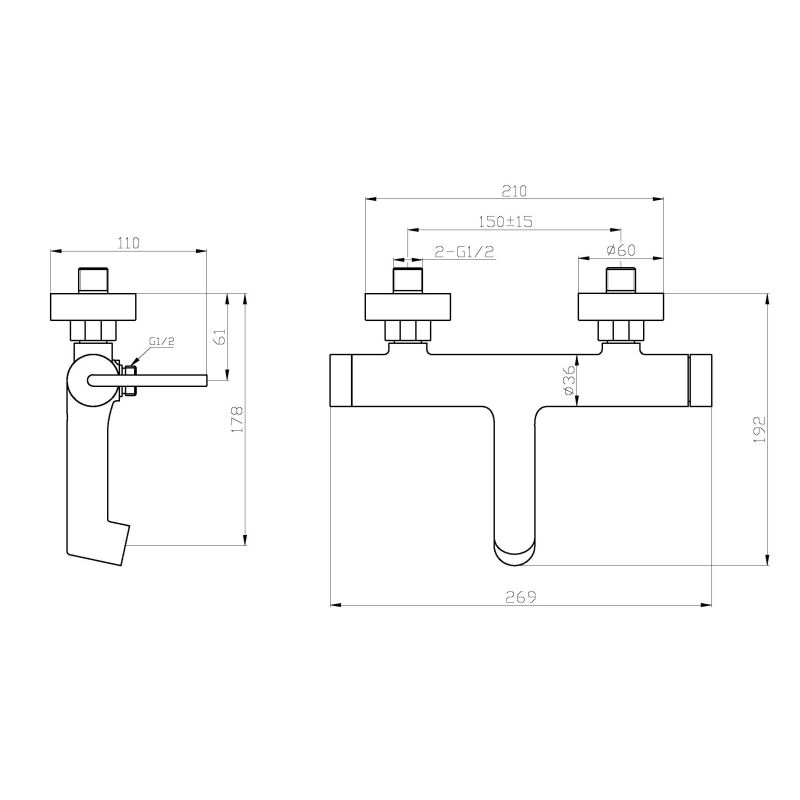 Смеситель для ванны и душа BelBagno ACQUA ACQUA-VASM-CRM