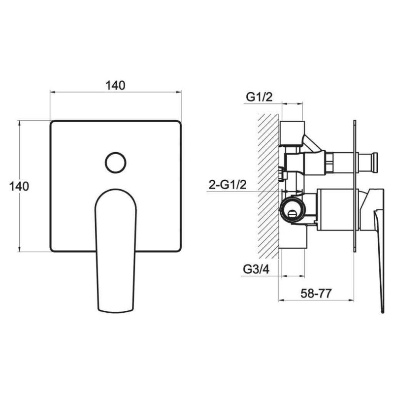 Встраиваемый смеситель BelBagno CARIN CAR-BASM-CRM