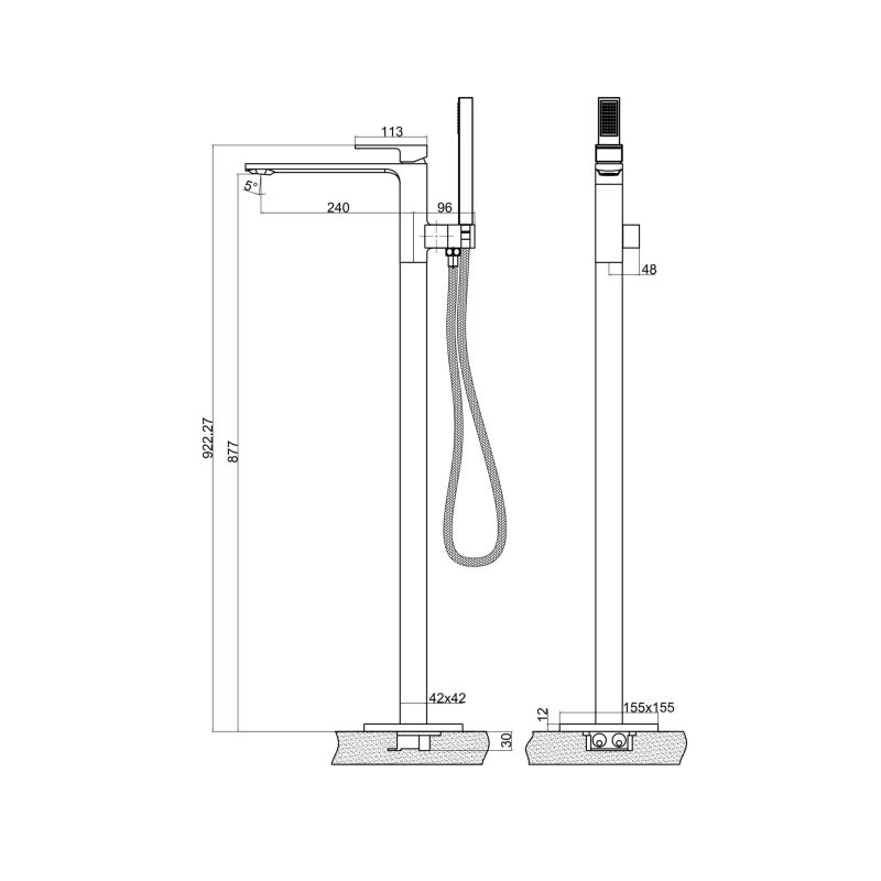 Напольный смеситель BelBagno LUCE LUC-FMT-NERO