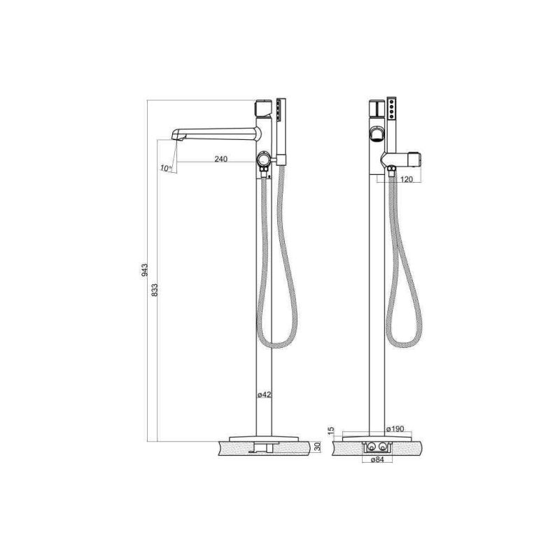 Напольный смеситель BelBagno UNO UNO-FMT-ORO