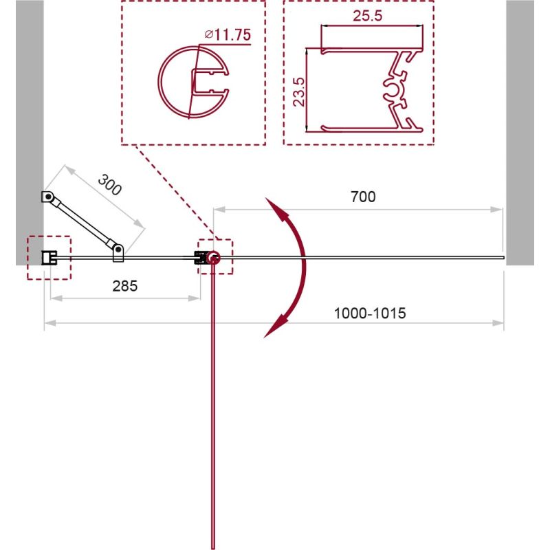 Душевая шторка на ванну BelBagno UNO-V-11-100/150-C-NERO