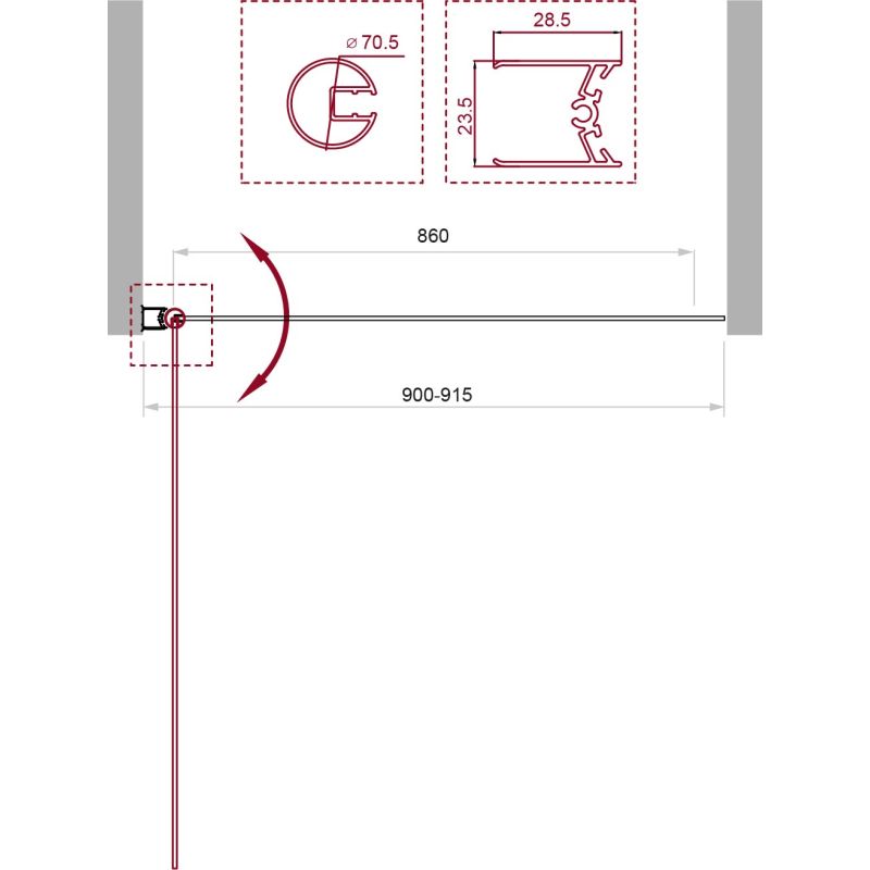 Душевая шторка на ванну BelBagno UNO-V-1-90/150-C-NERO