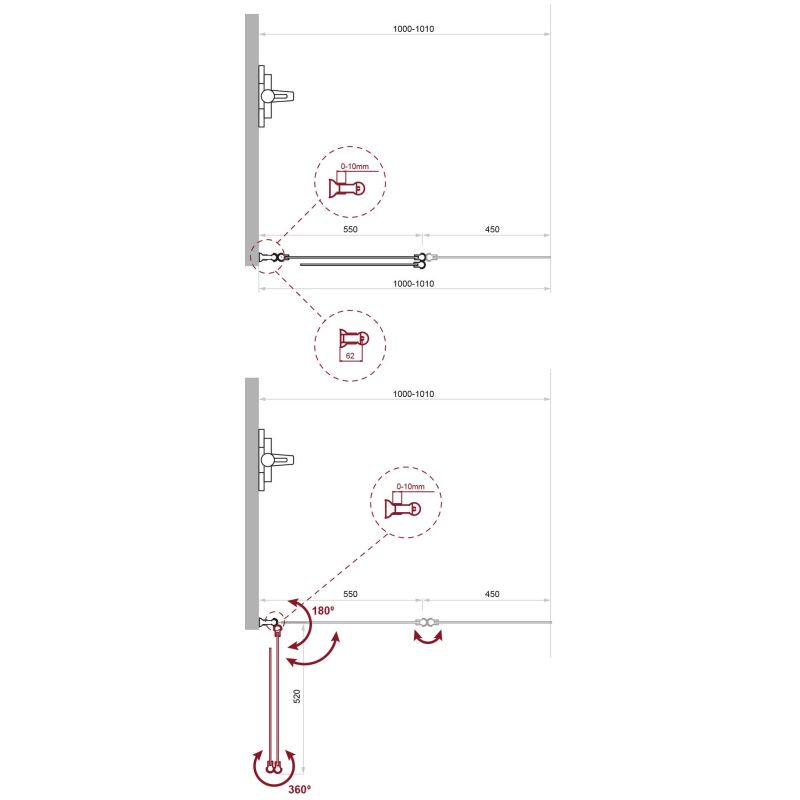 Душевая шторка на ванну BelBagno UNO-V-2-100/150-C-Cr