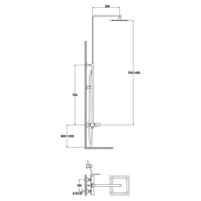 Душевая стойка BelBagno ARLIE ARL-DOCM-CRM
