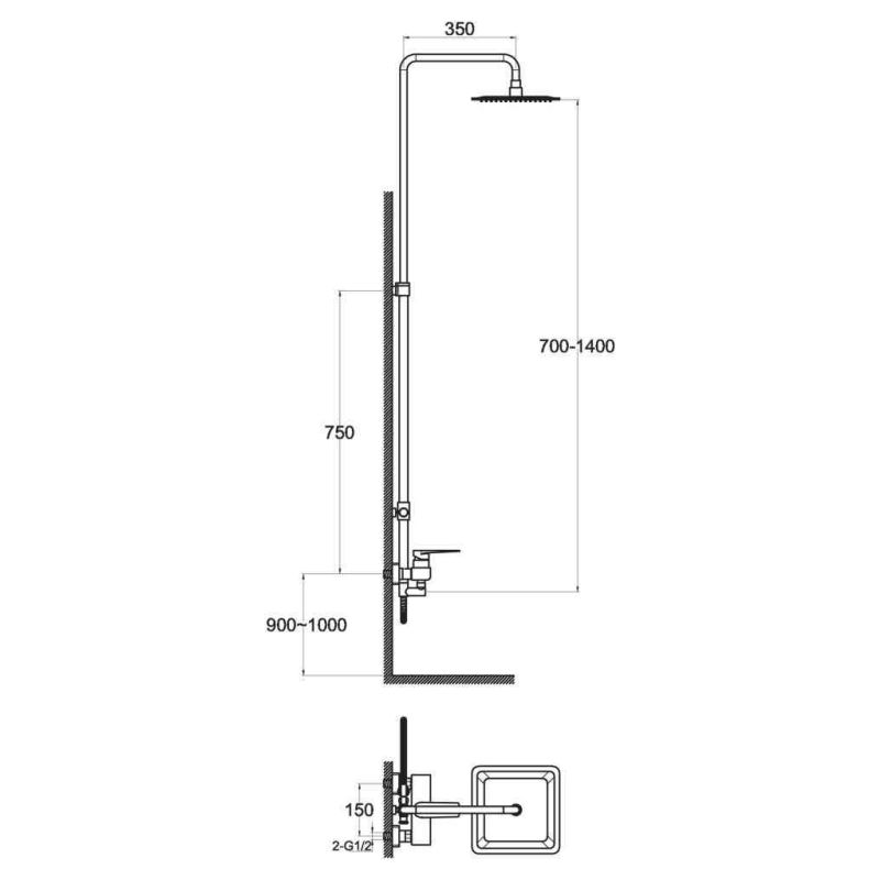 Душевая стойка BelBagno CARIN CAR-DOCM-CRM