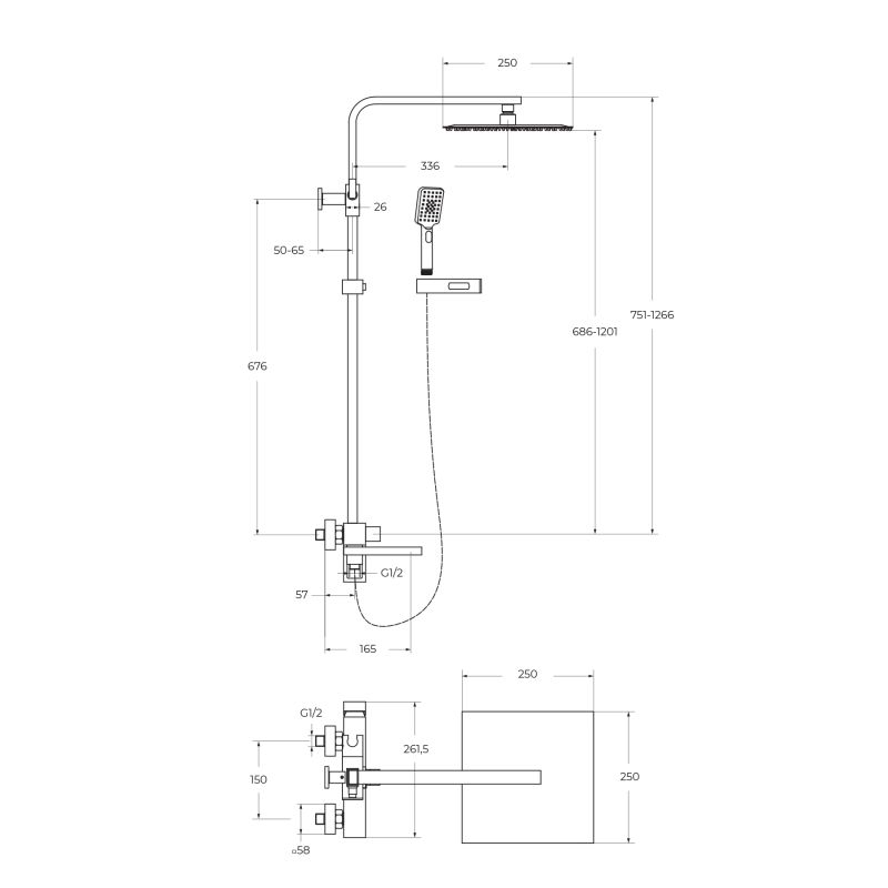 Душевая стойка BelBagno LUCE LUC-VSCM-CRM