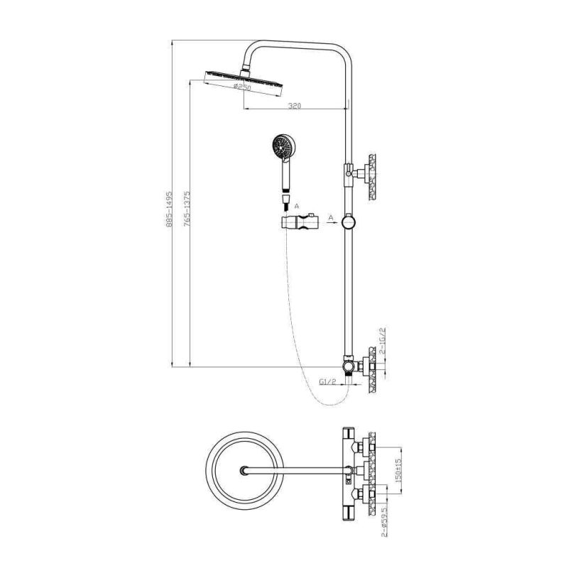 Душевая стойка BelBagno UNO UNO-DOCM-CRM