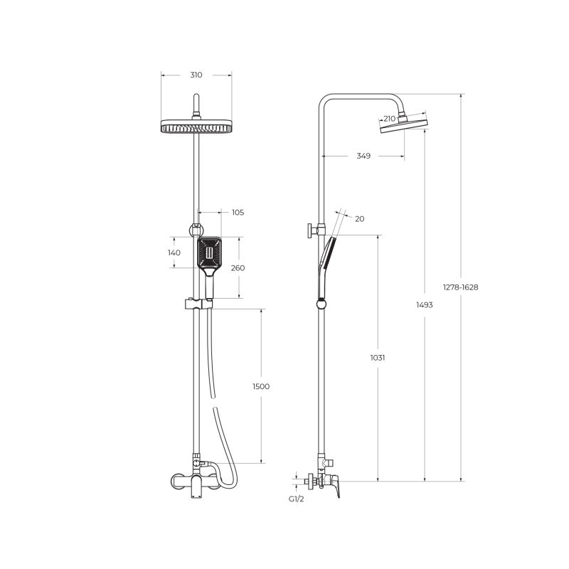 Душевая стойка со смесителем BelBagno DUE-DOCM-CRM