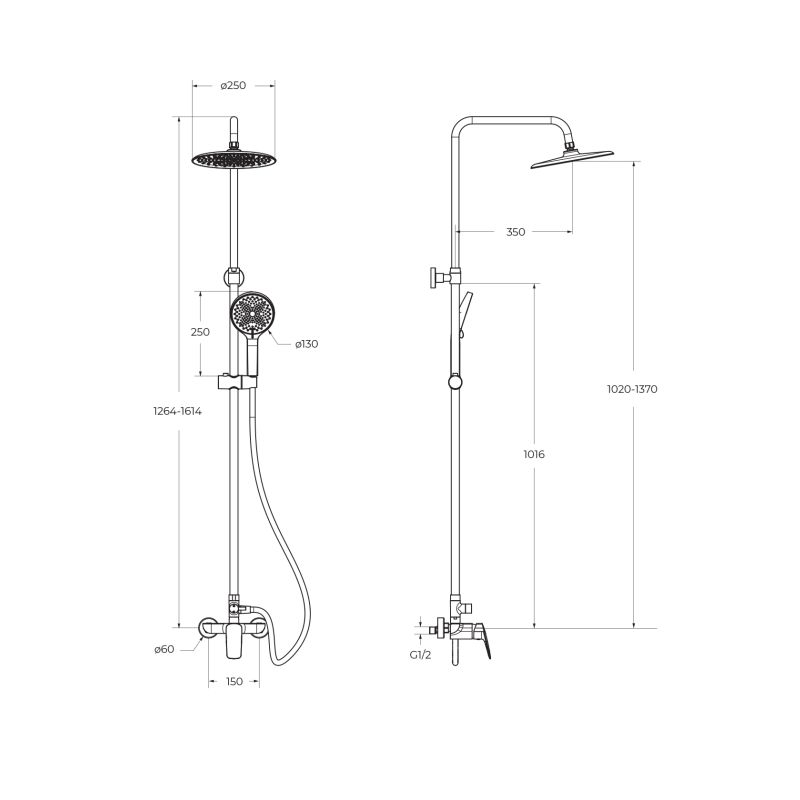 Душевая стойка со смесителем BelBagno MARINO-DOCM-CRM