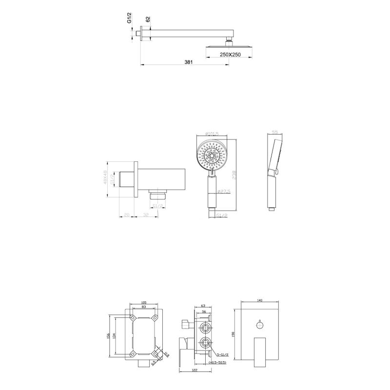 Душевой комплект встраиваемый BelBagno ANCONA-DSET-CRM