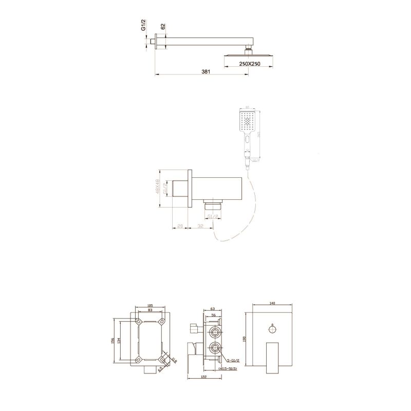 Душевой комплект встраиваемый BelBagno ROM-DSET-CRM