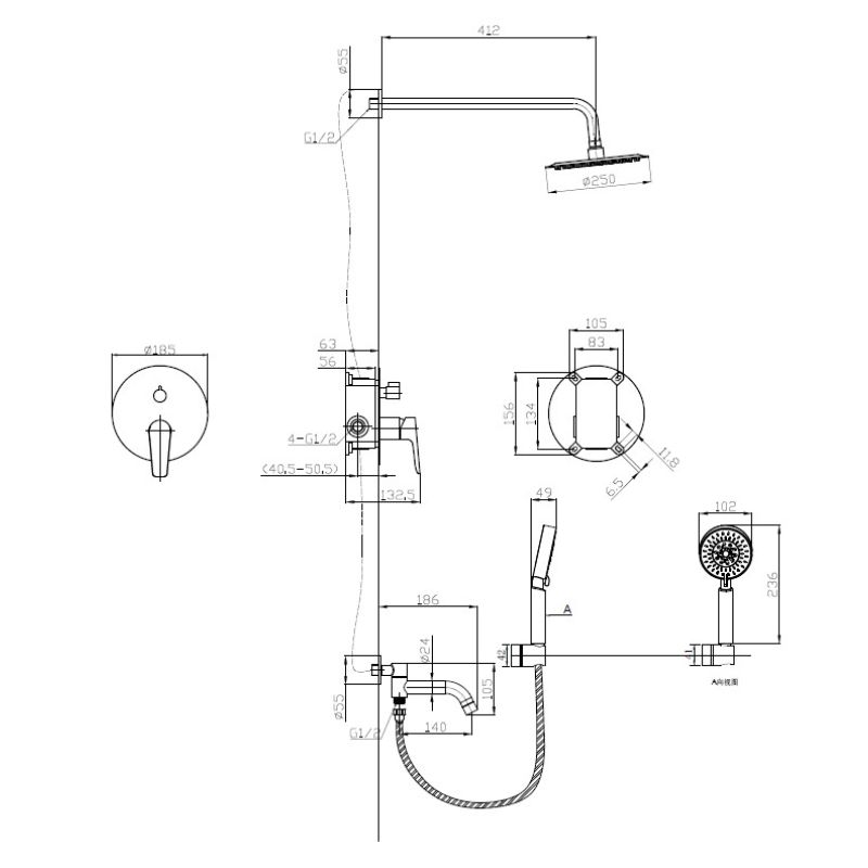 Душевой комплект встраиваемый c изливом BelBagno ANCONA-VDSET-CRM