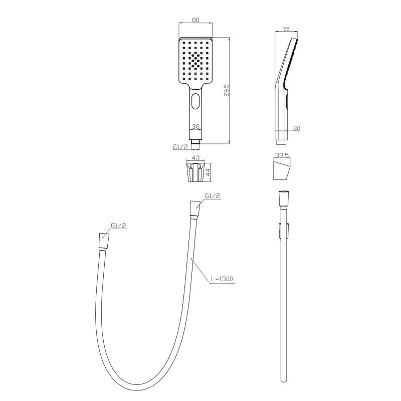 Ручной душ со шлангом и держателем BelBagno LUCE LUC-DFS-CRM