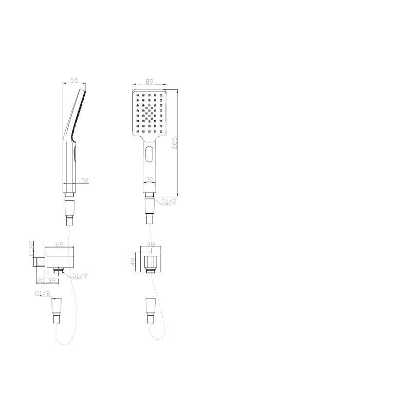 Ручной душ со штуцером с держателем BelBagno ROMANO ROM-DFS-CRM