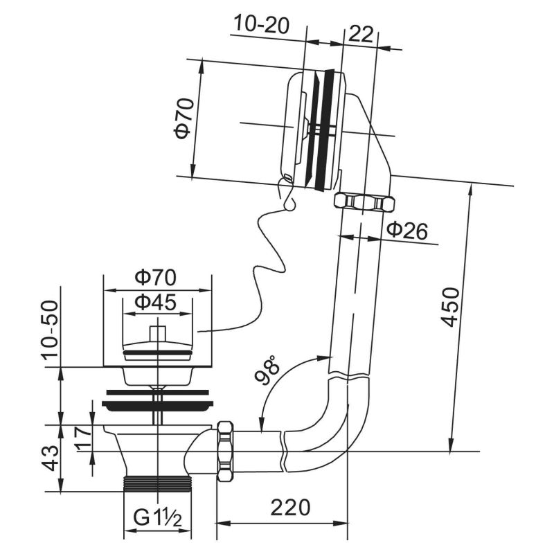 Слив-перелив для BB04/05/06/20/21/22 BB-OVF-02-CRM, хром