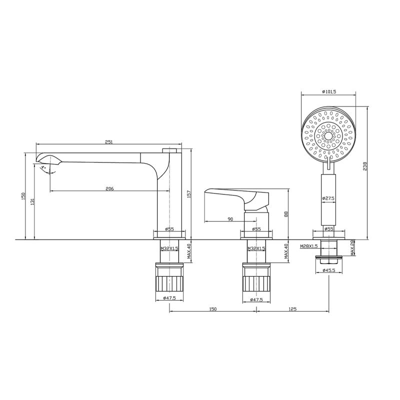 Смеситель на борт ванны BelBagno ANCONA ANCONA-BVD3-CRM