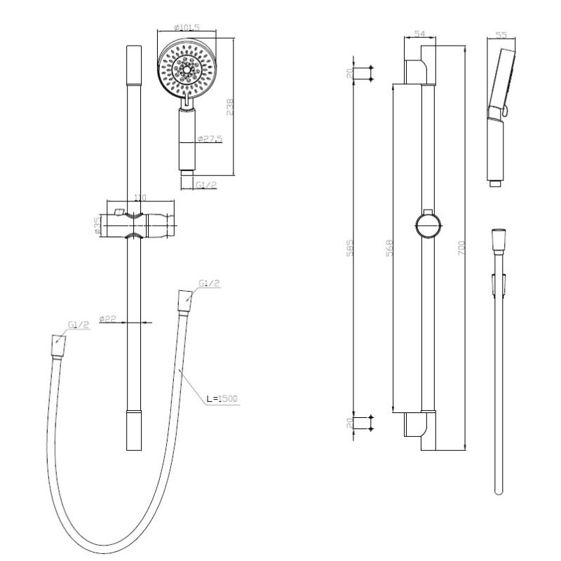 Душевой гарнитур BelBagno BB-SAL-CRM