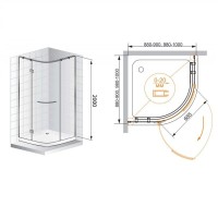 Душевой уголок Cezares BERGAMO-R-1-90-ARCO-C-Cr-R-IV, 90 x 90 см, стекло прозрачное, профиль хром