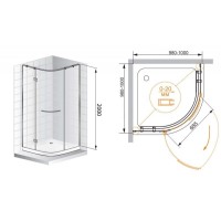 Душевой уголок Cezares Bergamo-W-R-1-100-ARCO-C-Cr-L-IV, 100 x 100 см, стекло прозрачное, профиль хром