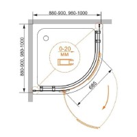 Душевой уголок Cezares BERGAMO-W-R-1-100-ARCO-C-Cr-R-IV, 100 x 100 см, стекло прозрачное, профиль хром