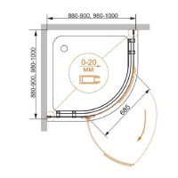 Душевой уголок Cezares BERGAMO-W-R-1-90-ARCO-C-Cr-L-IV, 90 х 90 см, стекло прозрачное, профиль хром