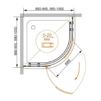 Душевой уголок Cezares BERGAMO-W-R-1-90-ARCO-C-Cr-L-IV, 90 х 90 см, стекло прозрачное, профиль хром